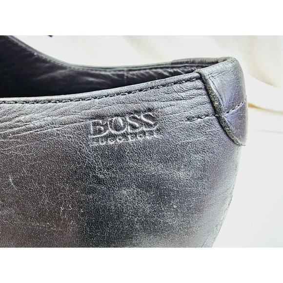 Hugo Boss Size 13 Men\'s Black Leather Embossed Logo Lace Up Shoes main image 12